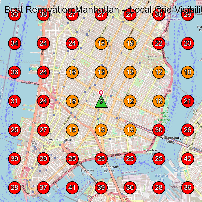 Best Renovation Manhattan GeoGrid visibility map for Home Builder in New York